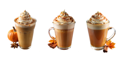 Fall inspired coffee drinks with toppings png