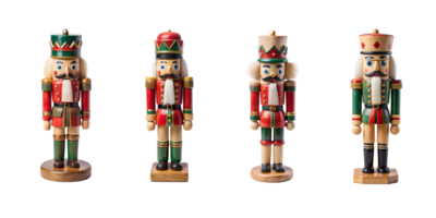 Colorful nutcracker figurines displayed in a row png