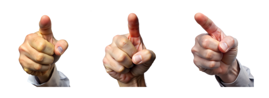 Hands pointing in three different directions png