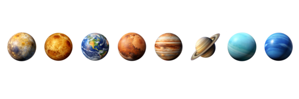 Planets in the solar system displayed in order png