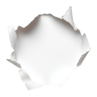 Torn white paper with jagged edges creating a hole png