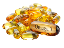 Omega 3 supplements on white background png