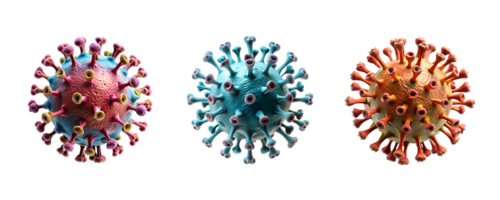 Microscopic view of three virus variants png