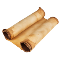 Ancient scrolls lying open on a wooden surface png