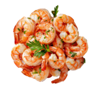 Shrimp with parsley on a white plate png
