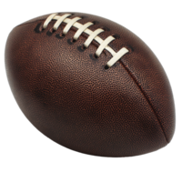 Classic brown football resting on a clean surface png
