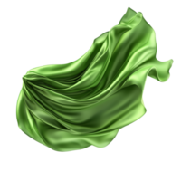 Green silk fabric draping gracefully in soft folds png