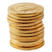 Stack of golden coins on a white background png