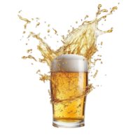 Refreshing beer splash in a glass with foam png