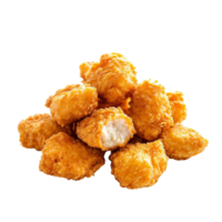 Crispy golden chicken pieces stacked on a plate png