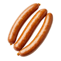 Three raw sausages on a clean surface png