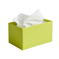 Soft tissues in a bright green box on a table png