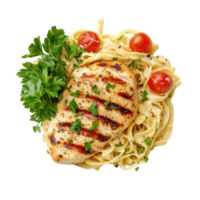 Grilled chicken with pasta and tomatoes png