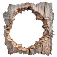 Natural wooden frame with a circular cutout design png
