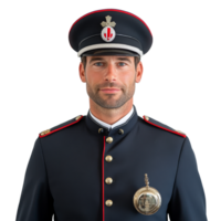 Man in traditional uniform poses for portrait png