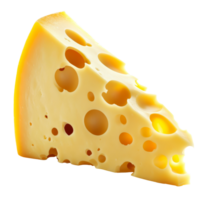 A slice of cheese with holes on a white background png