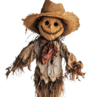Scarecrow standing in a field at dusk png