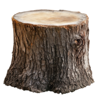 Tree stump with textured bark in natural setting png