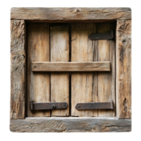 Old wooden window with rustic frame and bolts png
