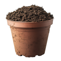Brown pot of dark soil, great for plants png