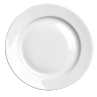 A clean, round white plate rests on a flat surface png