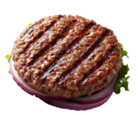 Burger with lettuce and onion on a bun png