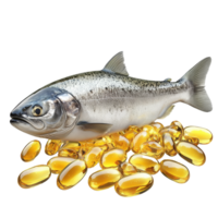 Fresh fish with health boosting capsules png