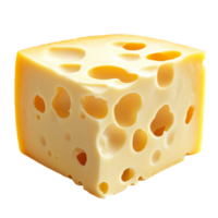 Holey cheddar cheese block on plain bg png