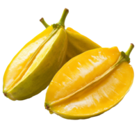 Freshly sliced star fruit on a white background png