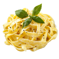 Simple fettuccine pasta served with fresh basil png