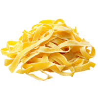 Freshly made fettuccine pasta stacked on a surface png