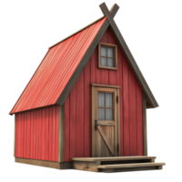 Cozy red cabin with triangular roof png