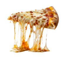 Gooey cheese pull on pizza slice png