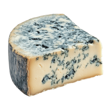 sabroso azul queso rebanada en un blanco antecedentes png