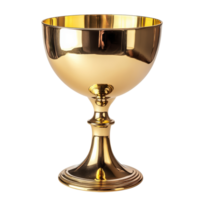 Shiny gold trophy displayed on a white background png