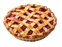Delicious cherry pie with a lattice crust design png