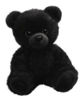 Cute black teddy bear sitting softly on a surface png