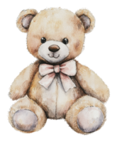 Cute teddy bear with a bow in a soft texture png