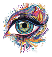 Colorful artistic representation of a vibrant eye png