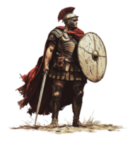 A Roman soldier in armor stands ready for battle png