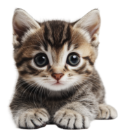 Adorable kitten with big eyes resting on its paws png