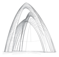 Architectural wireframe of a modern arch structure png