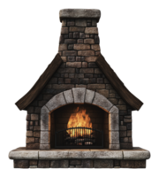 Cozy fireplace glowing warmly in a rustic setting png