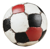 Old soccer ball resting on a flat surface outdoors png