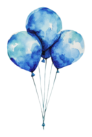 Blue watercolor balloons floating in the sky png