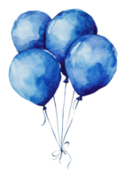 Bright blue balloons floating on thin strings png