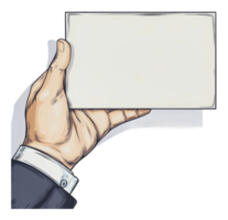 Hand holding a blank card in a formal setting png