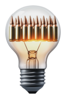 Bullet-style glowing light bulb design png