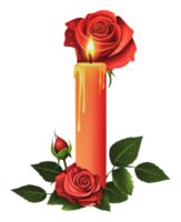 Candle and red roses in a romantic setting png