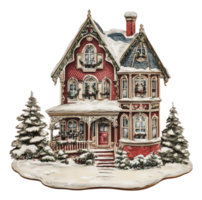 Victorian house blanketed in snow png
